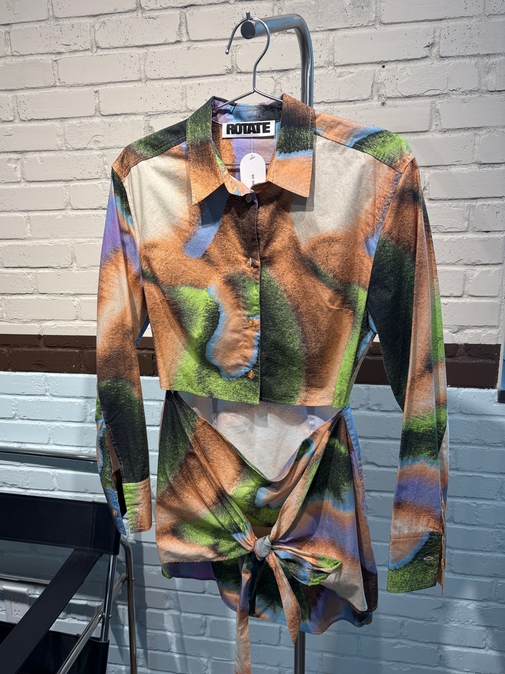 Sofi Wrap-Effect Printed Cotton Mini Shirt Dress
